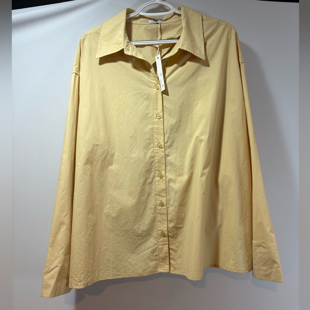 Crescent Tan Women’s Casual Button Down Shirt with Bow Tie in the back